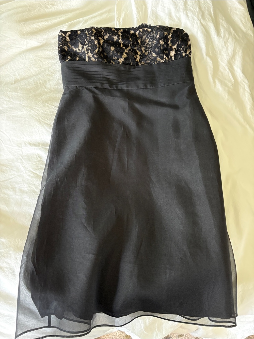 Ann Taylor Black Strapless A-Line Skirt with Lace Bust